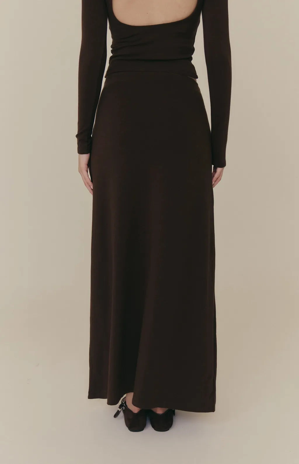 (最後現貨) Cozy Wool-Blend Tie-Waist Long Skirt<br/>羊毛假兩件綁帶裙 -【XS】