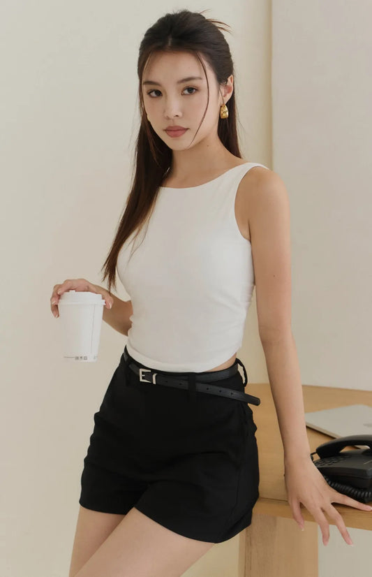 Boat Neck Twist Back Bra Top<br/>柔感船領扭結美背Bra Top