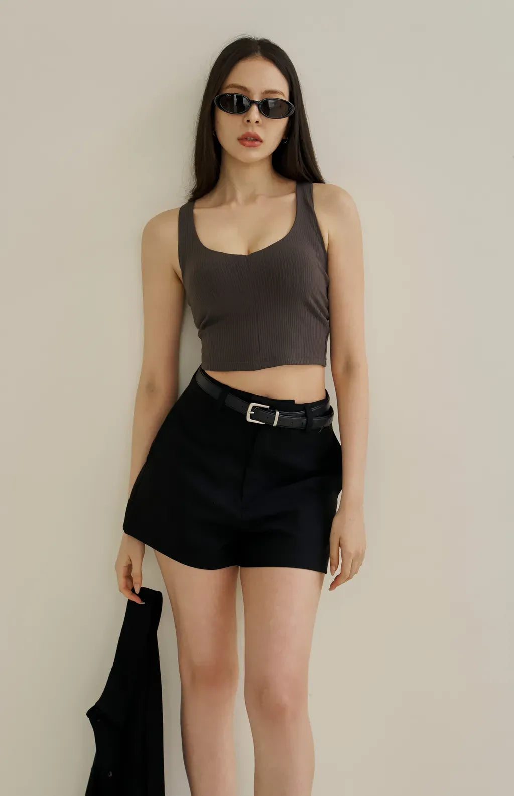 Rib Knit V-Neck Bra Top<br/>坑條V領美胸Bra Top