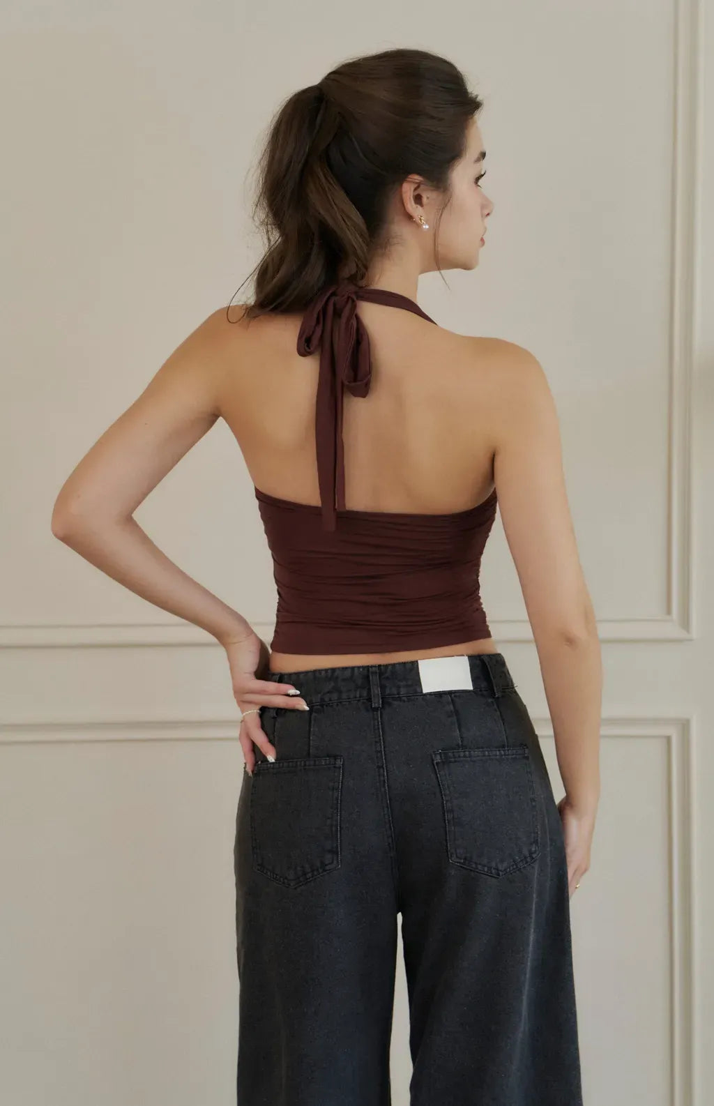 Halter Neck Strap Bra Top<br/>繞脖綁帶抓皺Bra Top