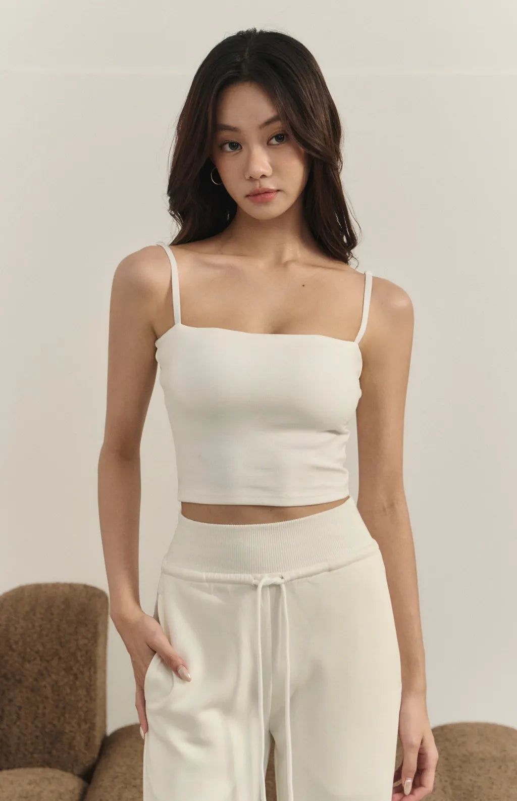 Wide-Waist Drawstring Cotton Flared Pant<br/>寬腰抽繩太空棉喇叭褲