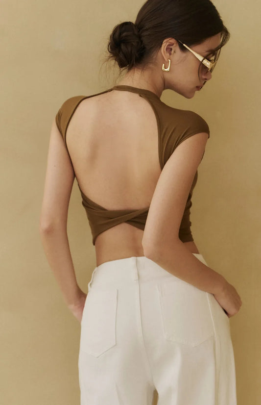Tencel Twist Back Bra Top<br/>天絲美背後扭結Bra Top