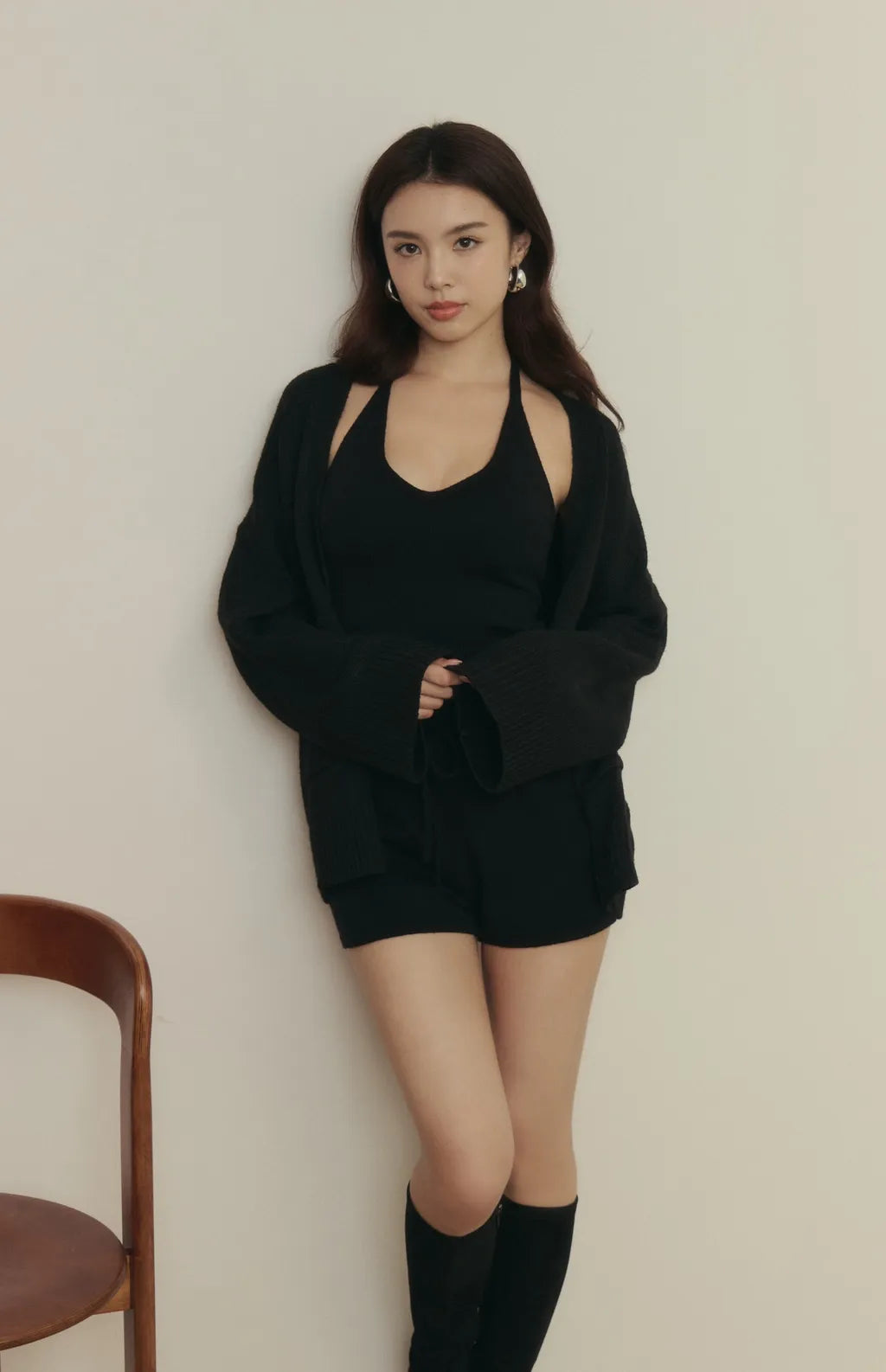 Knit Halter Tie-Strap Bra Top<br/>針織繞脖綁帶Bra Top