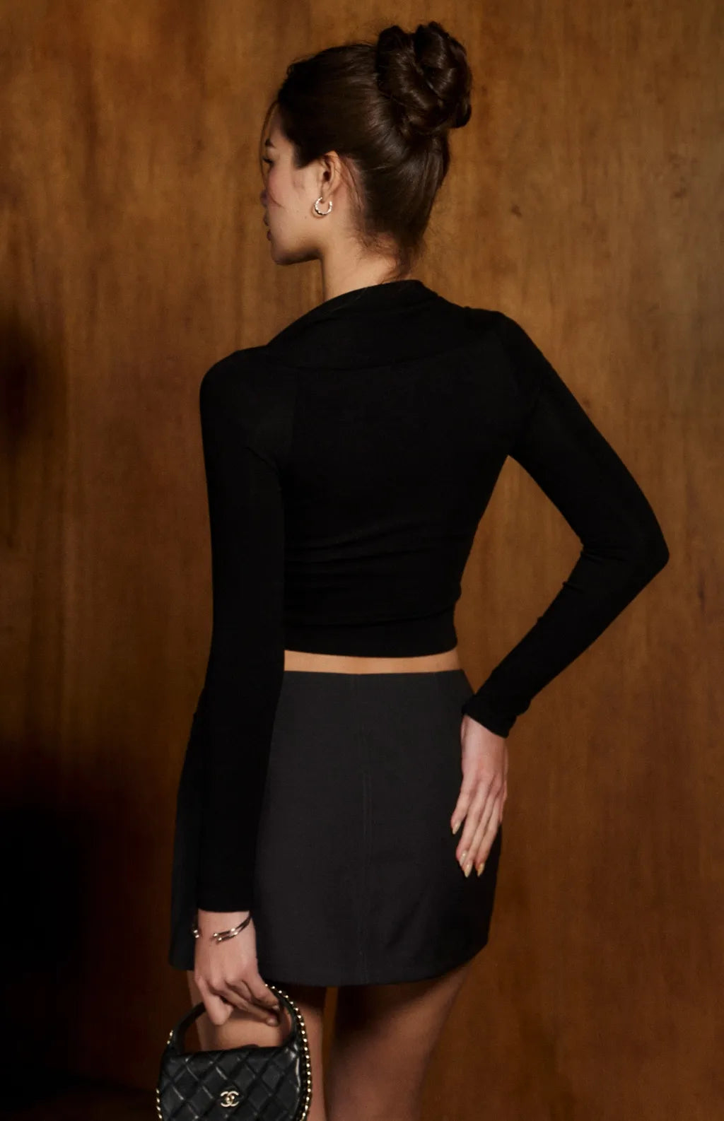 Square Neck Vest Layer Long Sleeve Bra Top<br/>方領坎肩造型長袖Bra Top