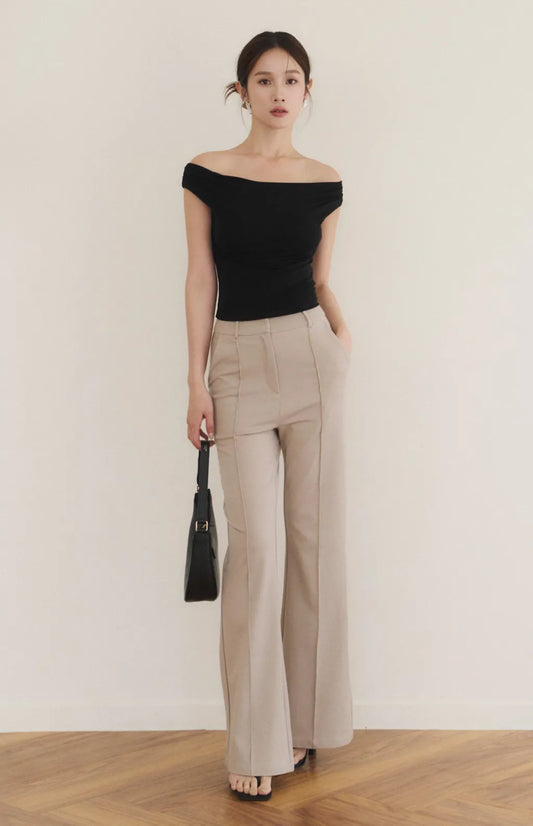 Structured Pintuck Tailored Trousers<br/>挺版高彈壓線西裝褲