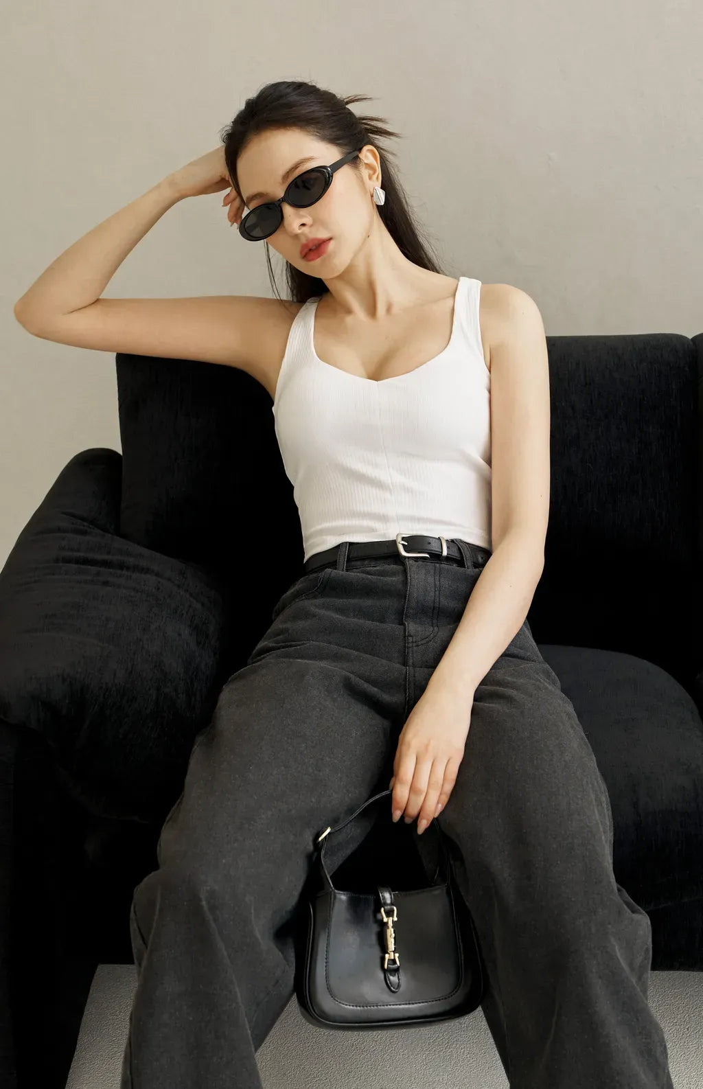 Rib Knit V-Neck Bra Top<br/>坑條V領美胸Bra Top