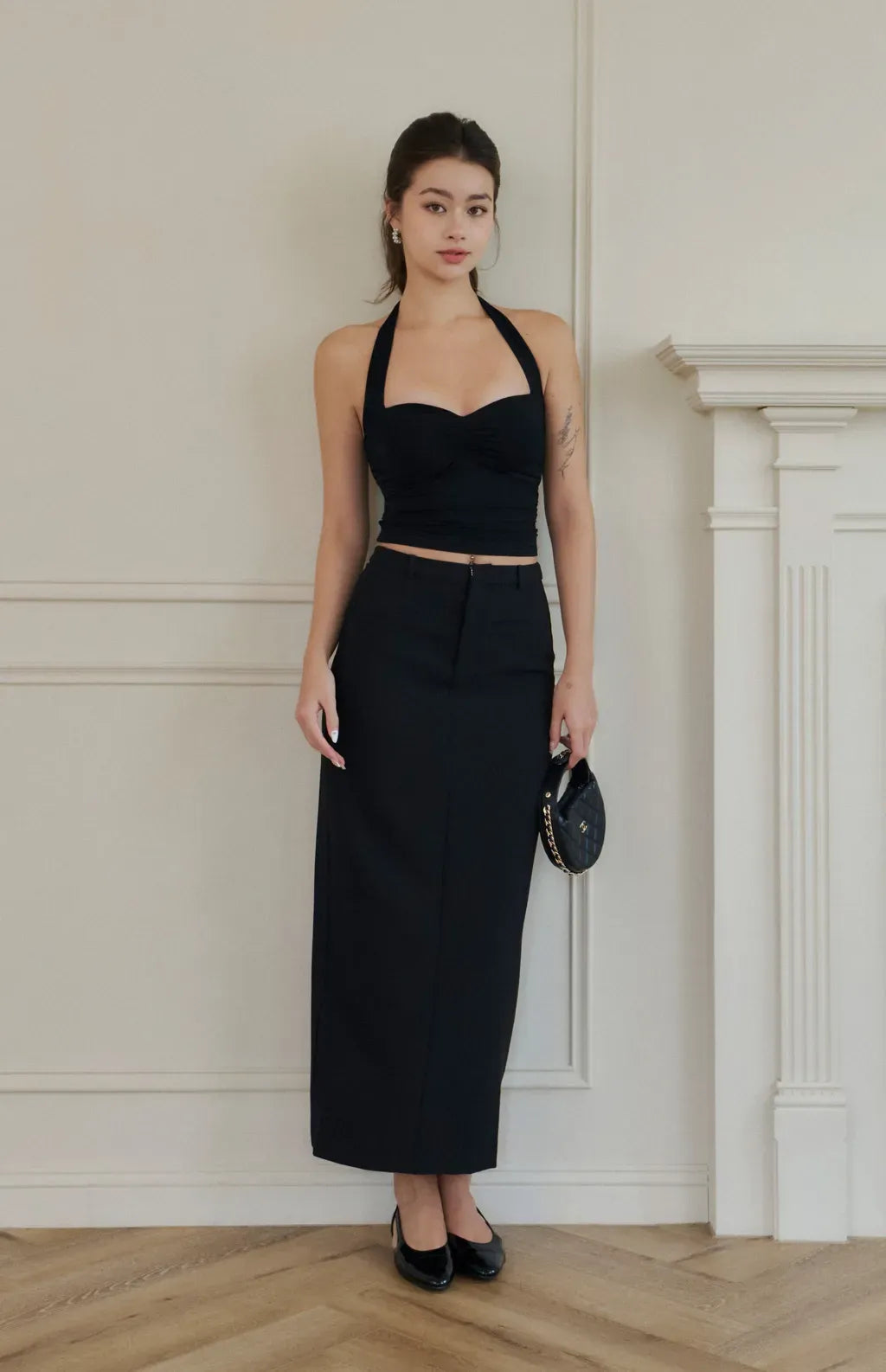 Halter Neck Strap Bra Top<br/>繞脖綁帶抓皺Bra Top