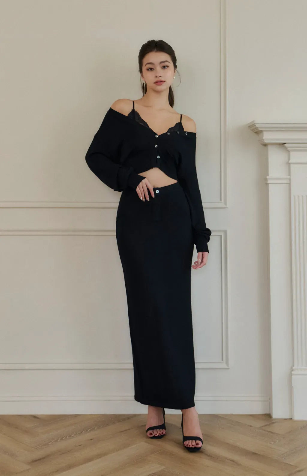 Mercerized Cotton Pencil Long Skirt <br/>絲光針織修身直筒長裙