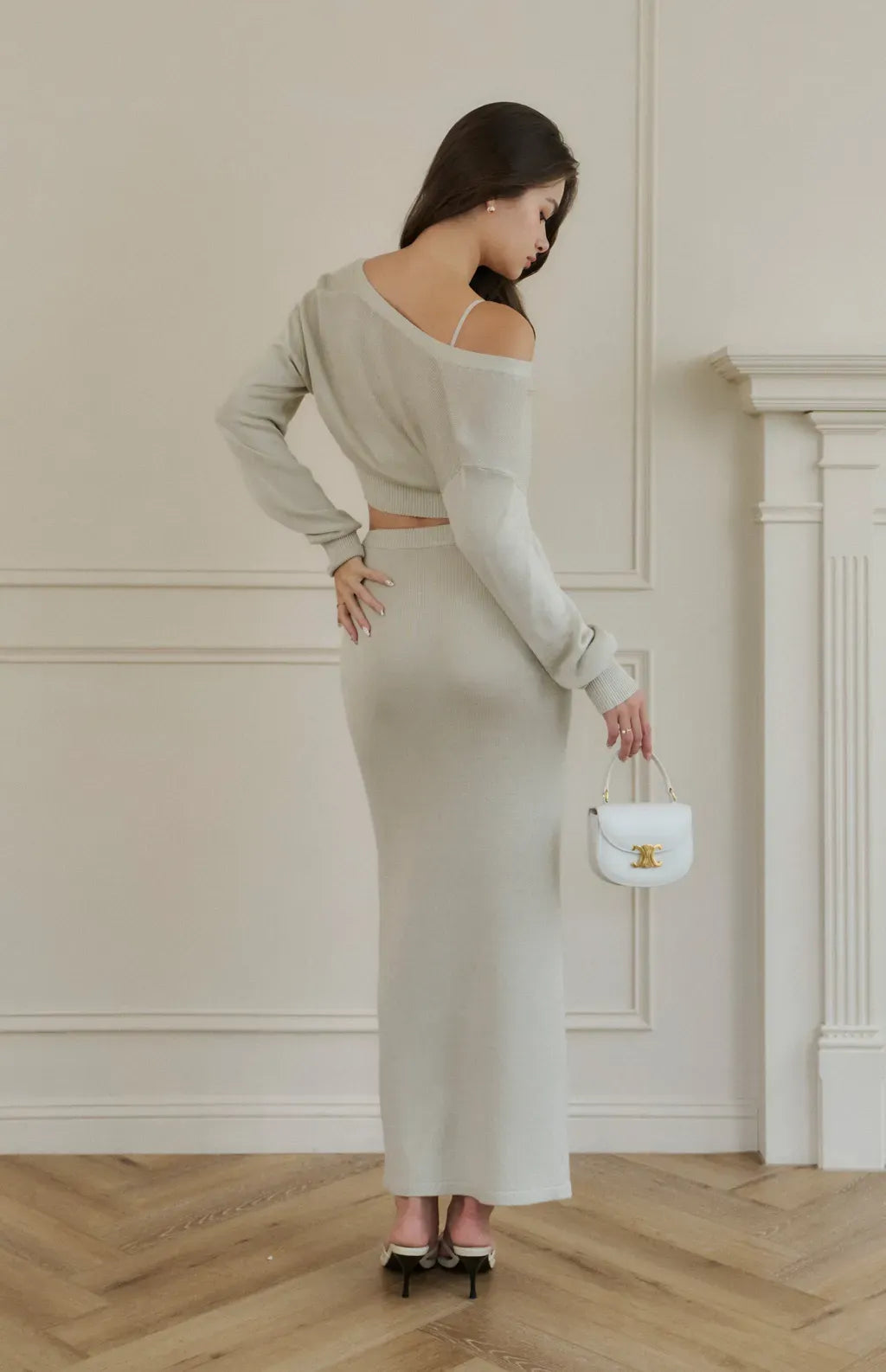 Mercerized Cotton Pencil Long Skirt <br/>絲光針織修身直筒長裙