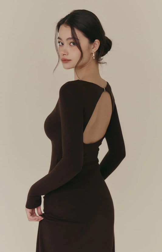 Cozy Wool-Blend Backless Long Sleeve Bra Top<br/>羊毛暖絨船型領美背長袖Bra Top