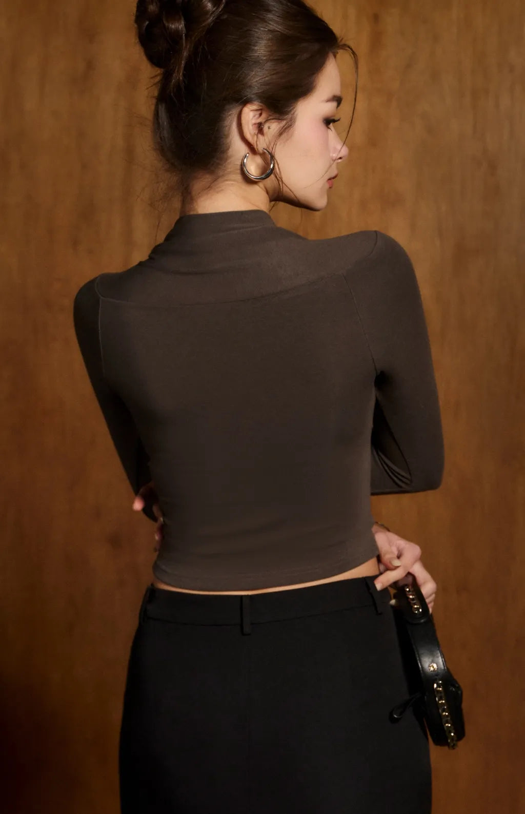 (最後現貨) Square Neck Vest Layer Long Sleeve Bra Top<br/>方領坎肩造型長袖Bra Top -【M、L】