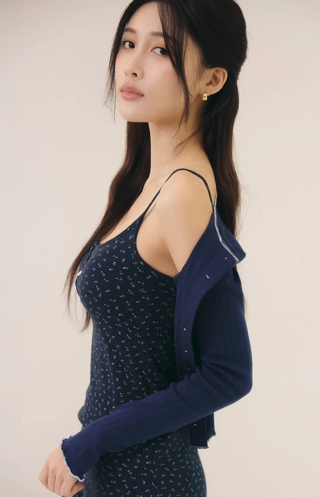 (最後現貨) French Ditsy Floral U-Neck Button Mini Bra Dress<br/>法式碎花U領開釦Bra Dress