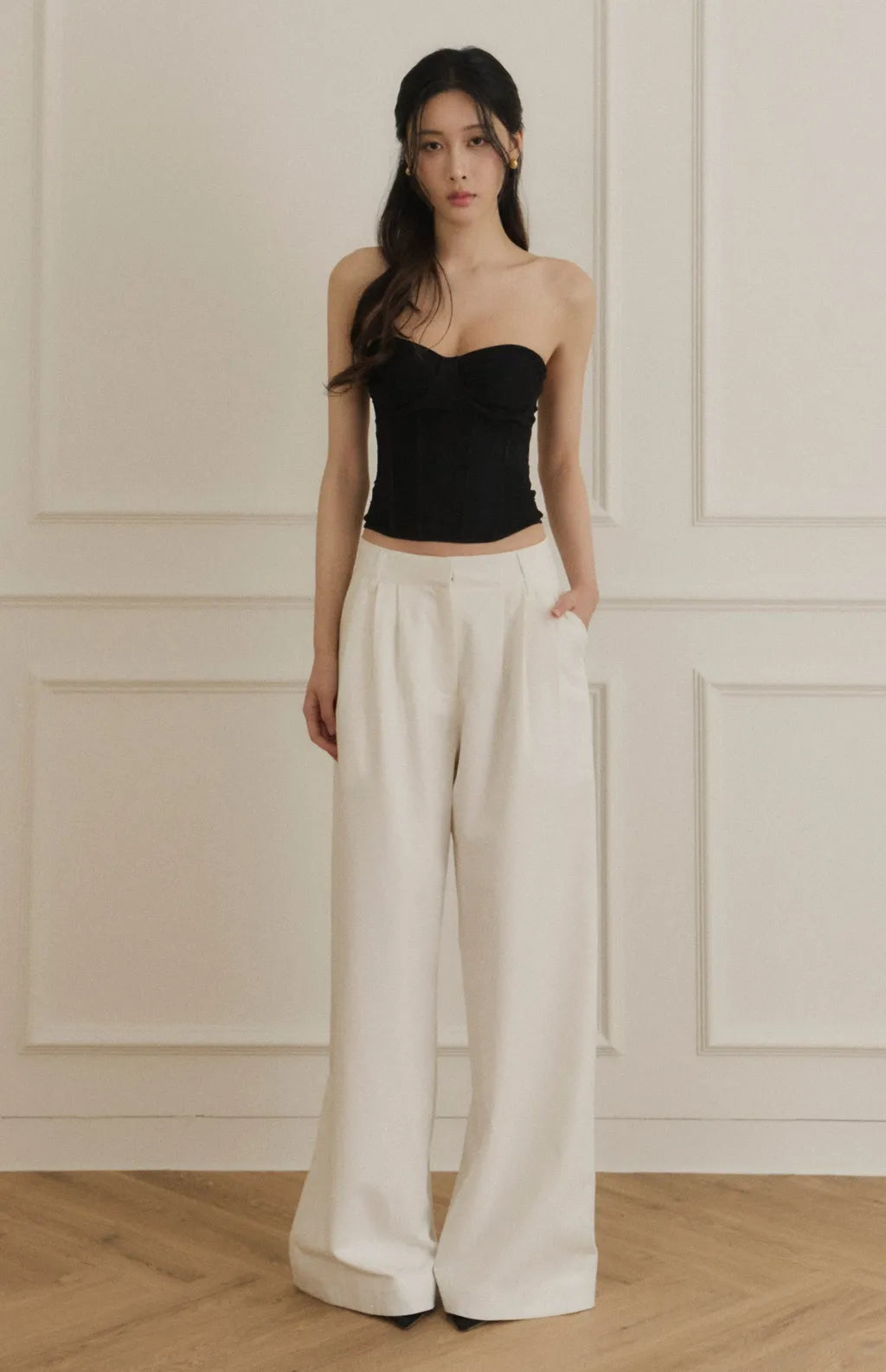 Lace-Up Jacquard Corset<br/>緹花蕾絲綁帶輕馬甲Bra Top