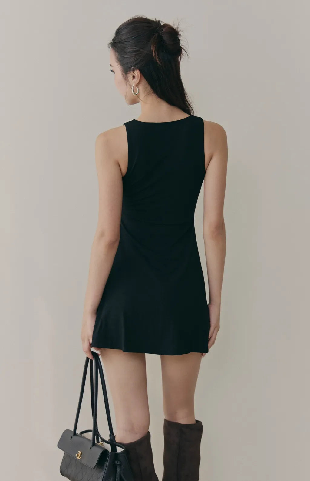 Knit Button-Front A-Line Bra Dress<br/>針織削肩可開釦A字Bra Dress