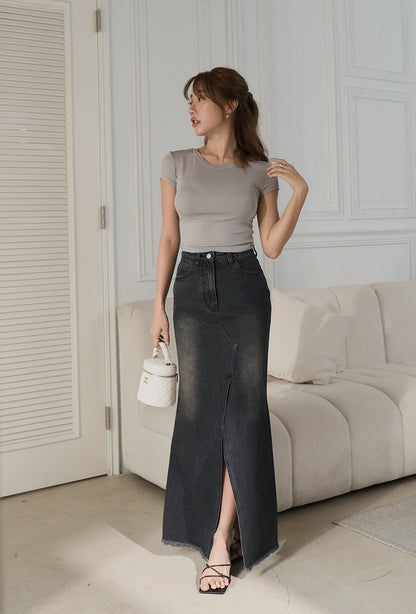 Flared Denim Skirt (喇叭牛仔長裙)