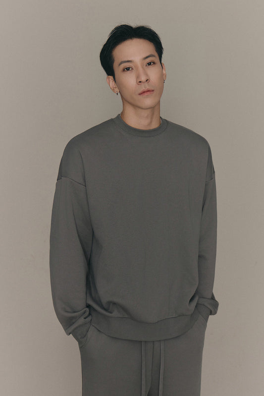 (最後現貨) Cozy Heater Sweatshirt<br/>絨絨暖爐衛衣 -【礦石灰 L】 By mumm - Milu