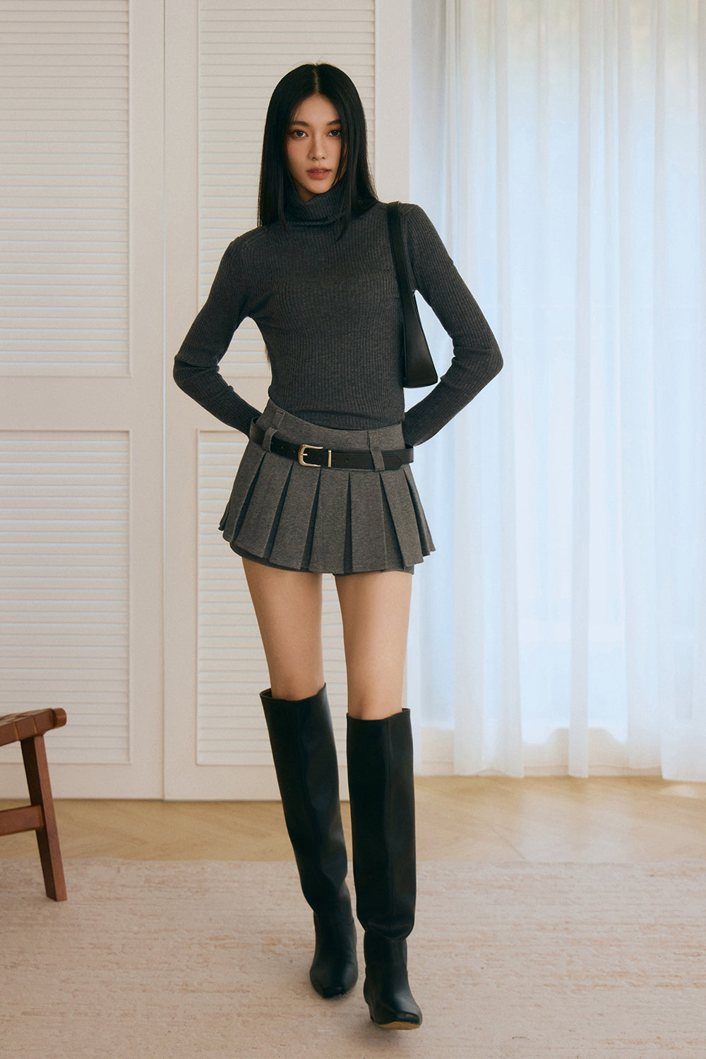 【預購】Pleated Mini Skirt (百褶迷你短裙 - 附皮帶、內有安全褲)