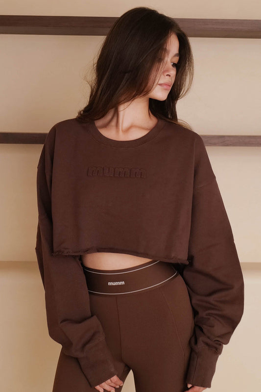 Embossed Cropped Sweatshirt