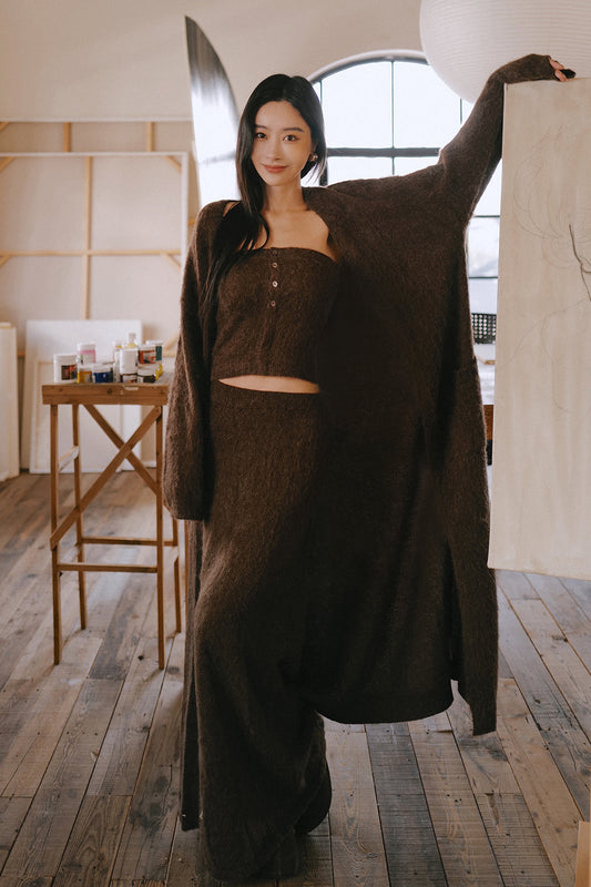 Alpaca Blend Longline Open-Front Cardigan (羊駝毛混紡針織長版開襟外套)