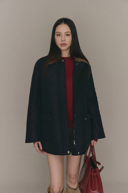 Classic Quilted Jacket with Corduroy Collar (老錢風燈芯絨鋪棉外套)