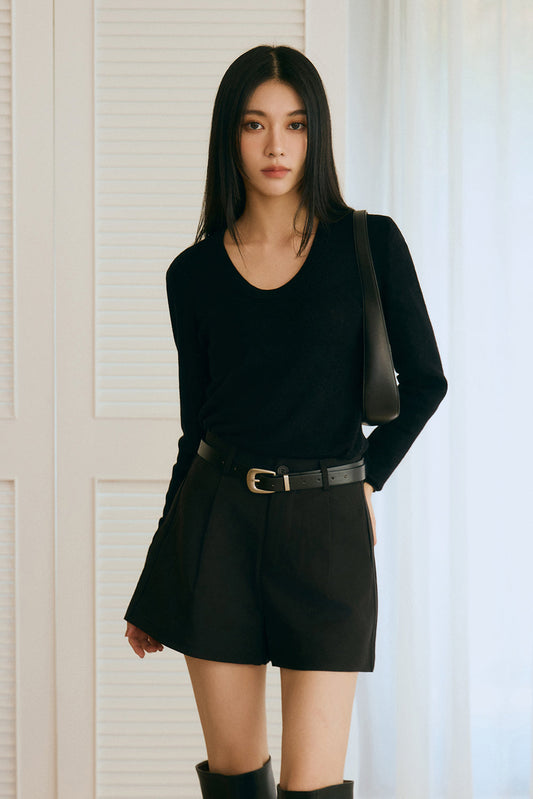 Tailored Shorts with Belt (高腰西裝短褲 - 附皮帶)