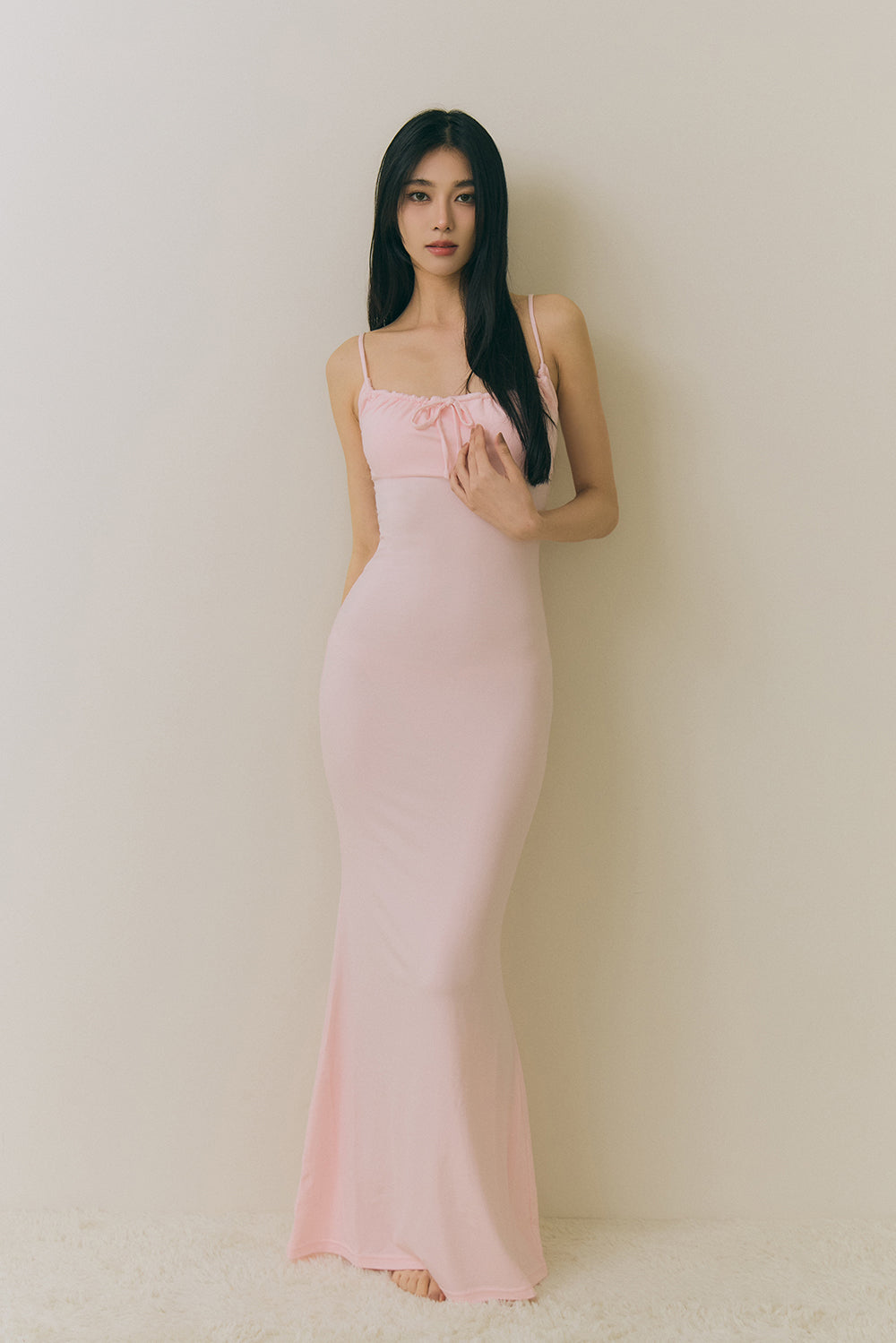 Bow Knot Maxi Bra Dress (抽繩細肩襯墊長洋裝)