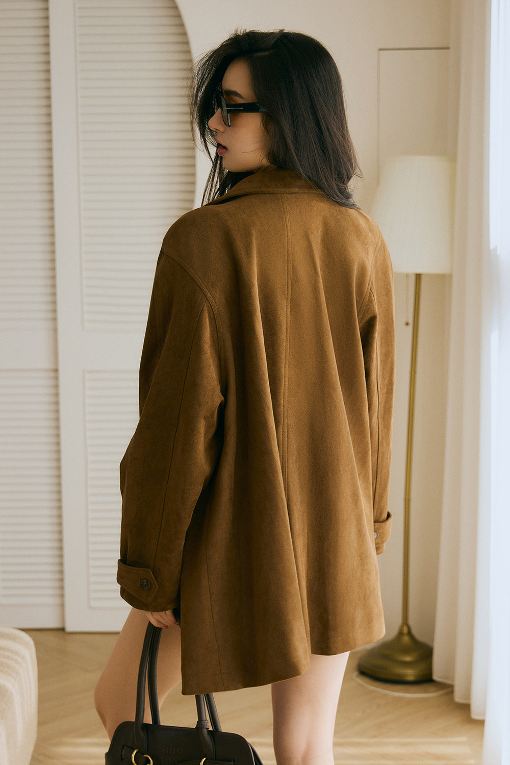 【預購】Mid-Length Suede Button-Up Coat (中長版麂皮排釦大衣)