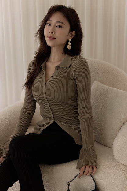 Collar Knit Cardigan (質感排釦針織衫)