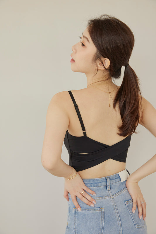 (現貨) Cool Feeling Cross Back Bra Top (涼感爆乳後交叉) -【黑S】