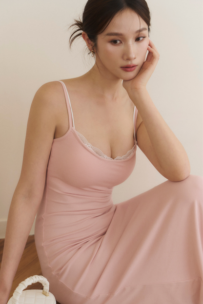 Lace Layered Modal Maxi Bra Dress<br/>蕾絲假兩件莫代爾長Bra Dress