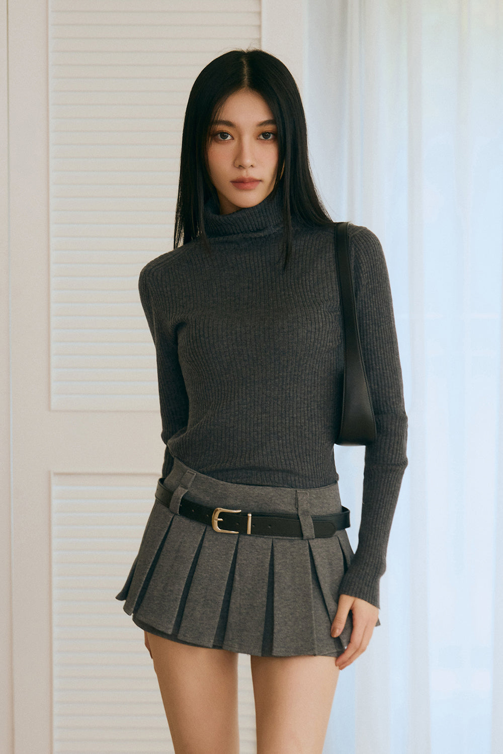 【預購】High Neck Ribbed Long Sleeve Top (高領針織羊毛長袖上衣)