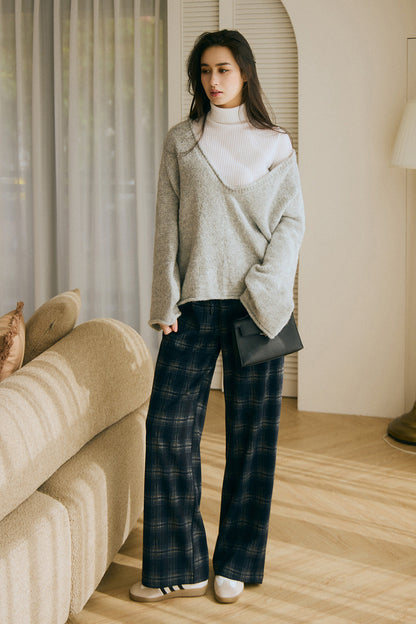 【預購】Elegant Tartan Bottoms (軟糯經典格紋寬褲)