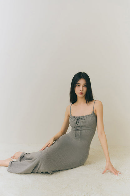 Bow Knot Maxi Bra Dress (抽繩細肩襯墊長洋裝)