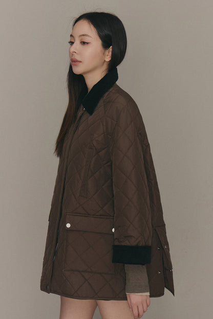 Classic Quilted Jacket with Corduroy Collar (老錢風燈芯絨鋪棉外套)