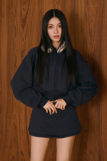 【預購】Zip-Up Cropped Hoodie Sweatshirt (重磅拉鍊連帽外套)