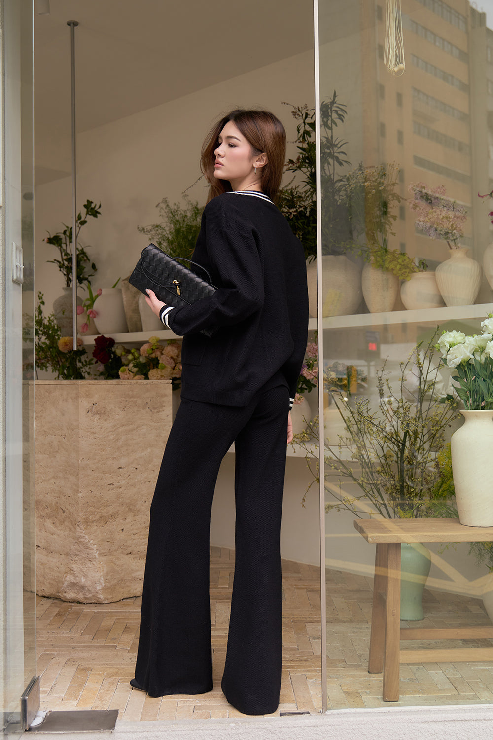 Afternoon Walk Knit Longline Button-Up Cardigan (菱格針織排釦中長版開襟外套) By mumm - Milu