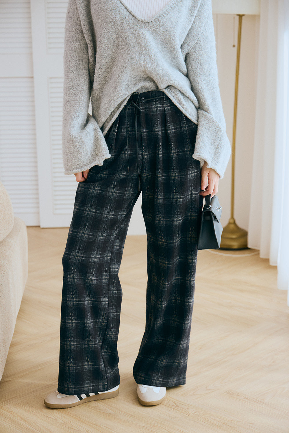 【預購】Elegant Tartan Bottoms (軟糯經典格紋寬褲)