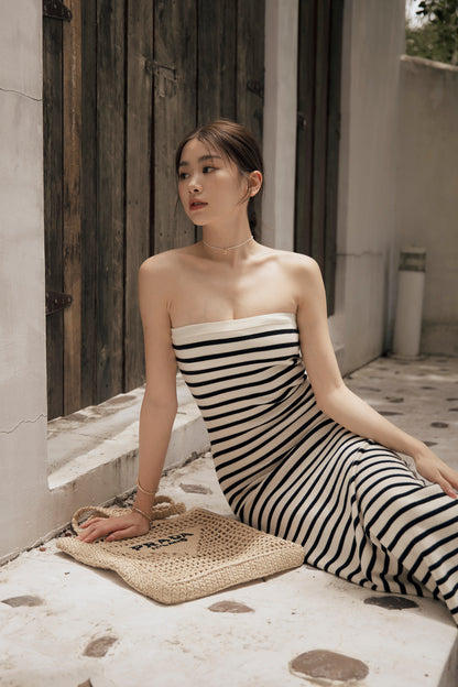 Stripe Strapless Bra Dress (針織push up)