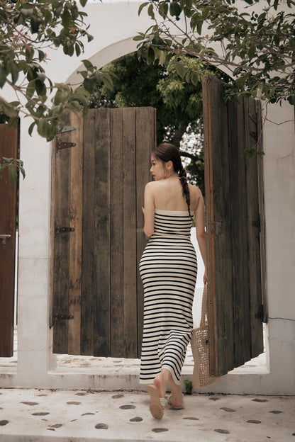 Stripe Strapless Bra Dress (針織push up)