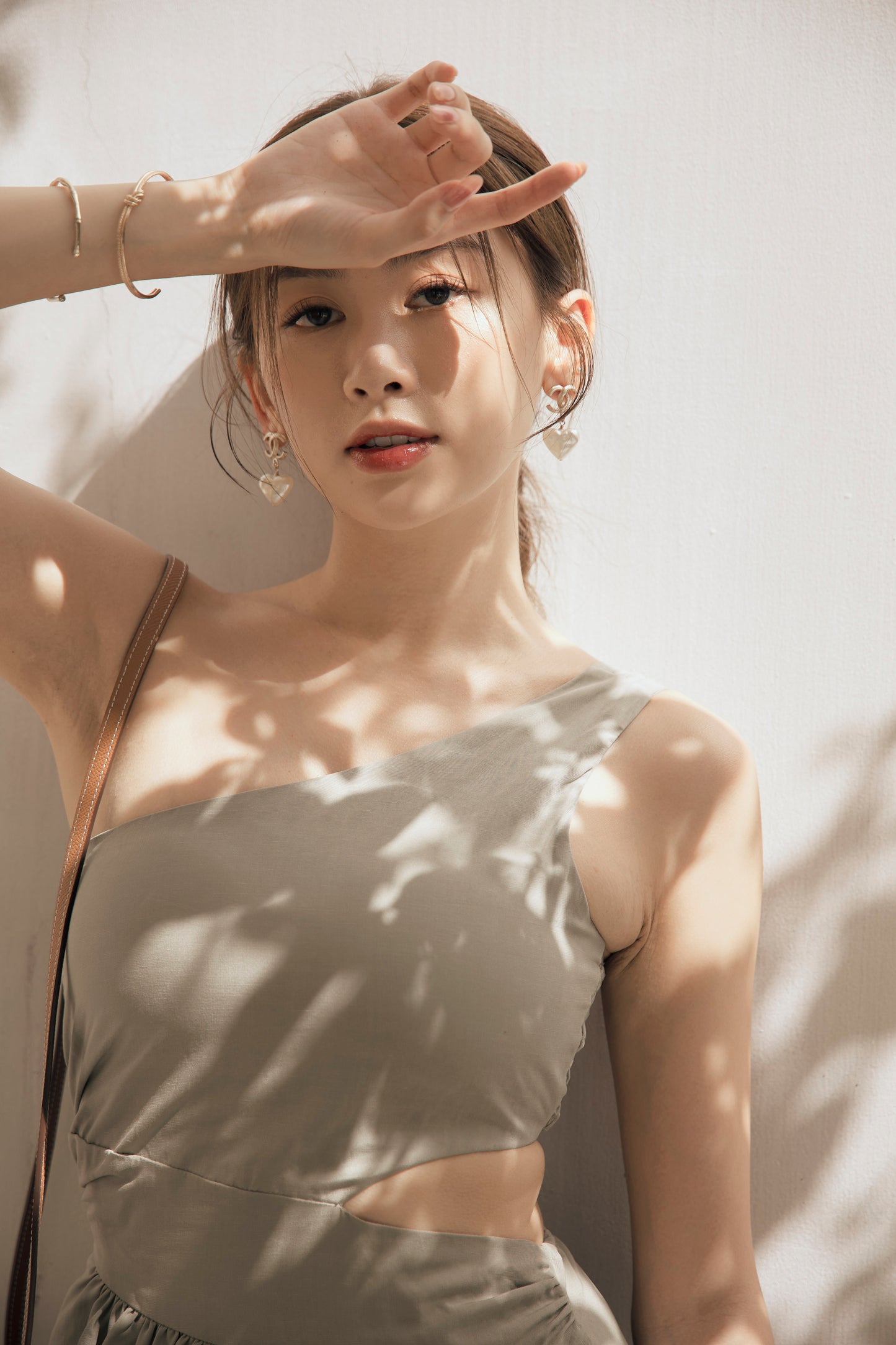 Cotton Linen One Shoulder Bra Dress (棉麻單肩側鏤空)