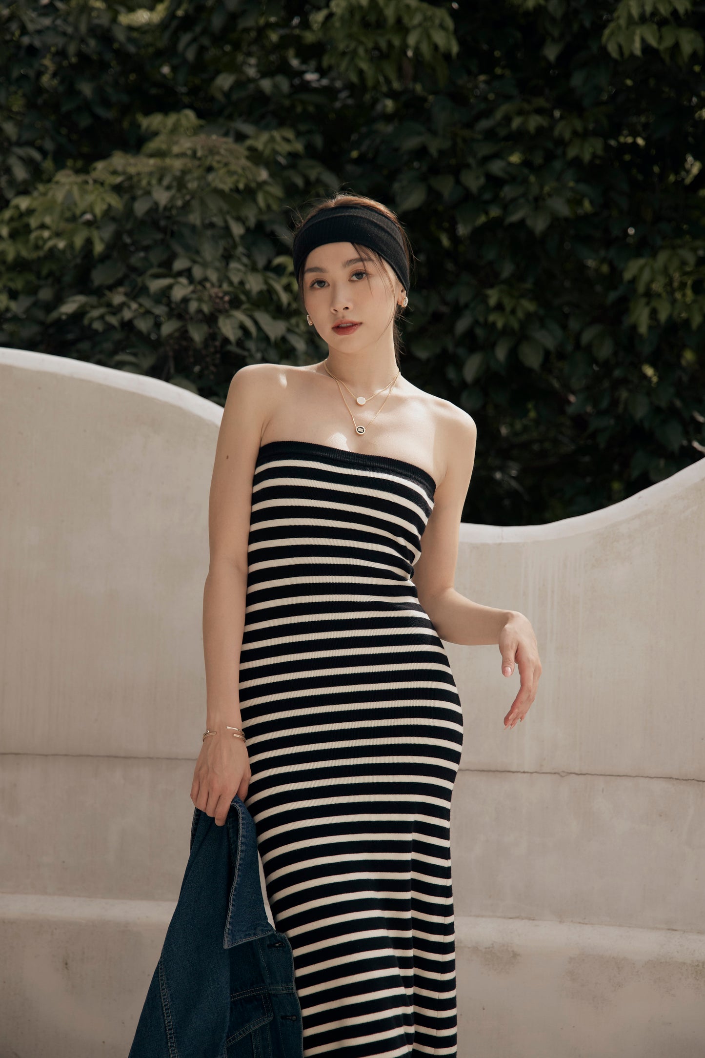 Stripe Strapless Bra Dress (針織push up)