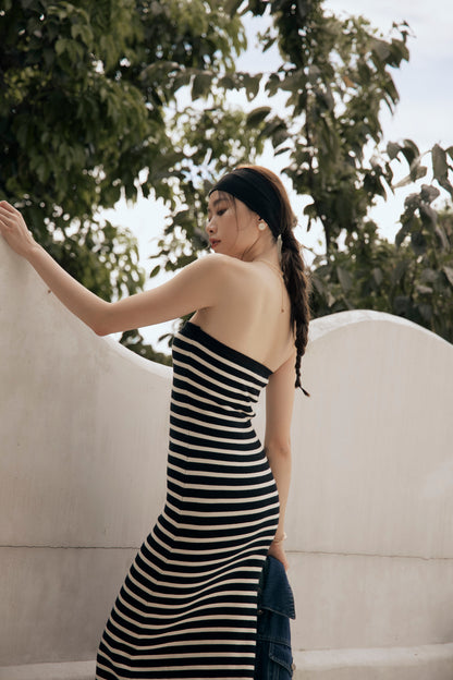 Stripe Strapless Bra Dress (針織push up)