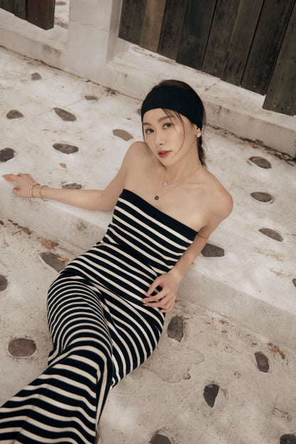 Stripe Strapless Bra Dress (針織push up)