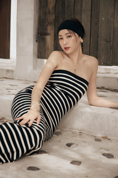 Stripe Strapless Bra Dress (針織push up)