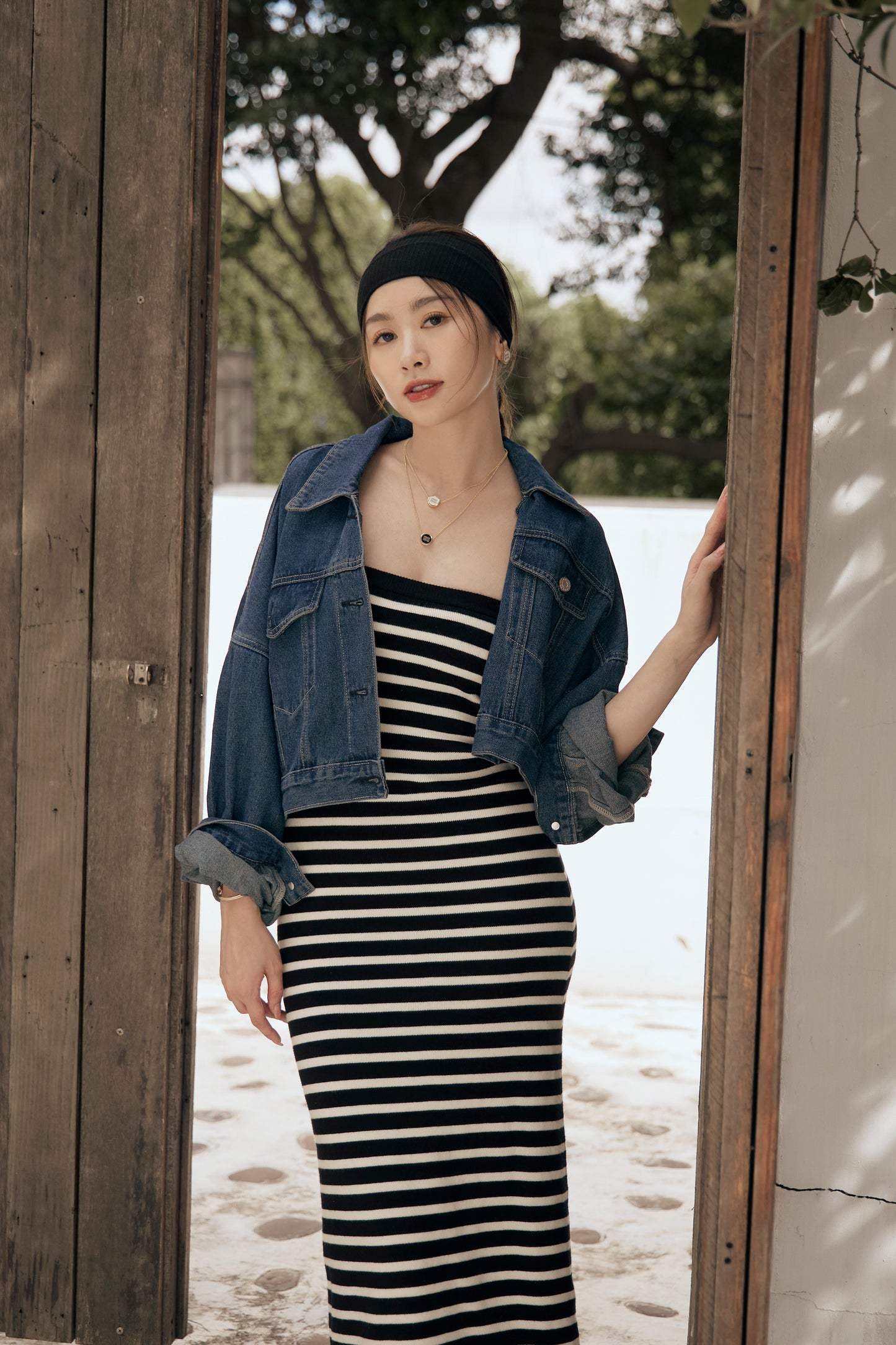 Stripe Strapless Bra Dress (針織push up)