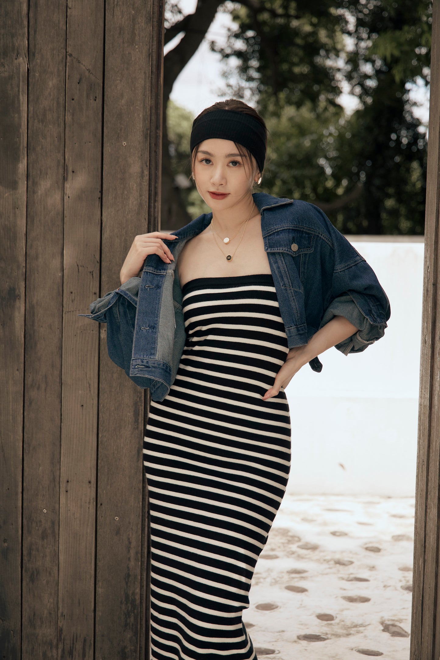 Stripe Strapless Bra Dress (針織push up)