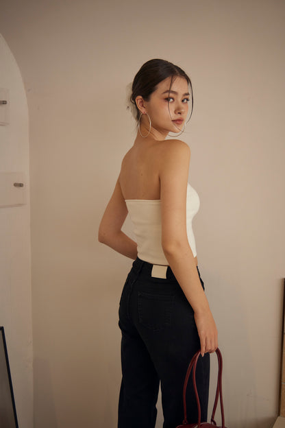 Knit Strapless Bra Top (鏤空針織平口)