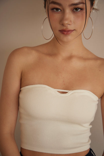 Knit Strapless Bra Top (鏤空針織平口)