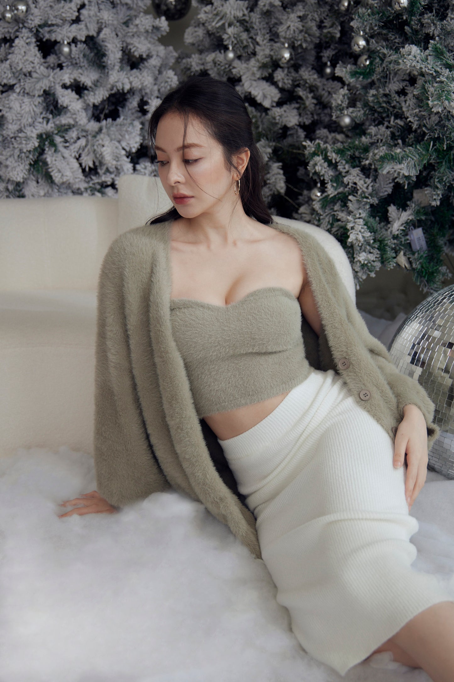 Faux Fur Cardigan (挺版澎袖仿水貂毛外套)