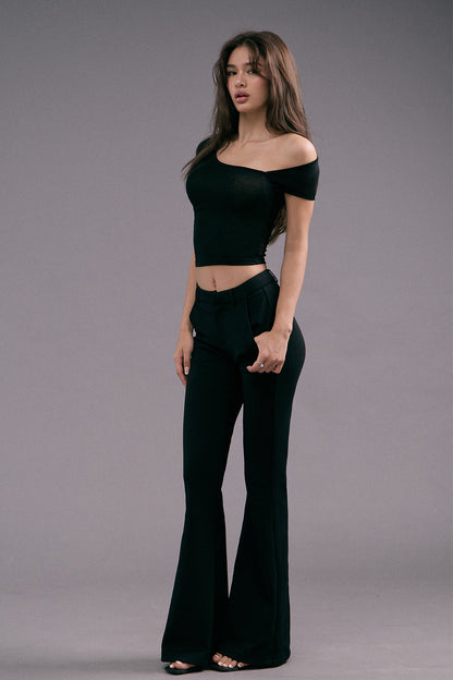 Tencel Wool Asymmetrical Neck Sleeve Top <br/>極柔天絲兩穿式短袖上衣